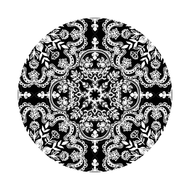 Black & White Folk Art Pattern by micklyn