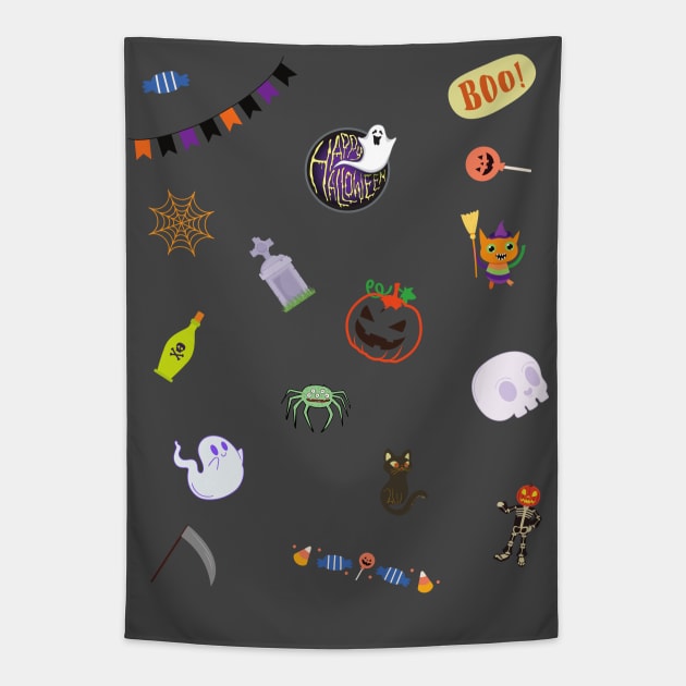 Cute Halloween design Tapestry by Pattycool