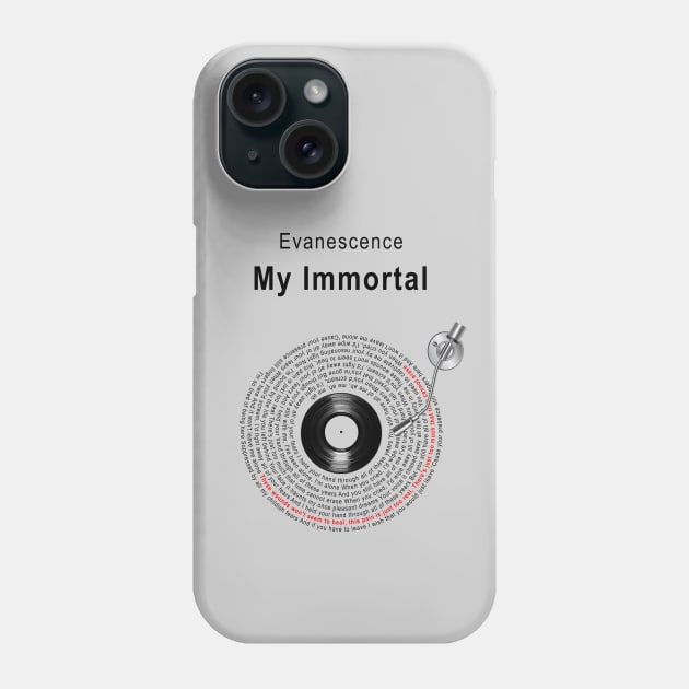 MY IMMORTAL LYRICS ILLUSTRATIONS Phone Case by Vansa Design