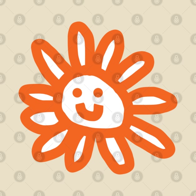 Orange Daisy Flower Smiley Face Graphic by ellenhenryart