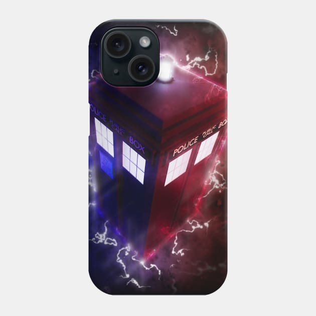 TARDIS rides the lightning Phone Case by Treherne