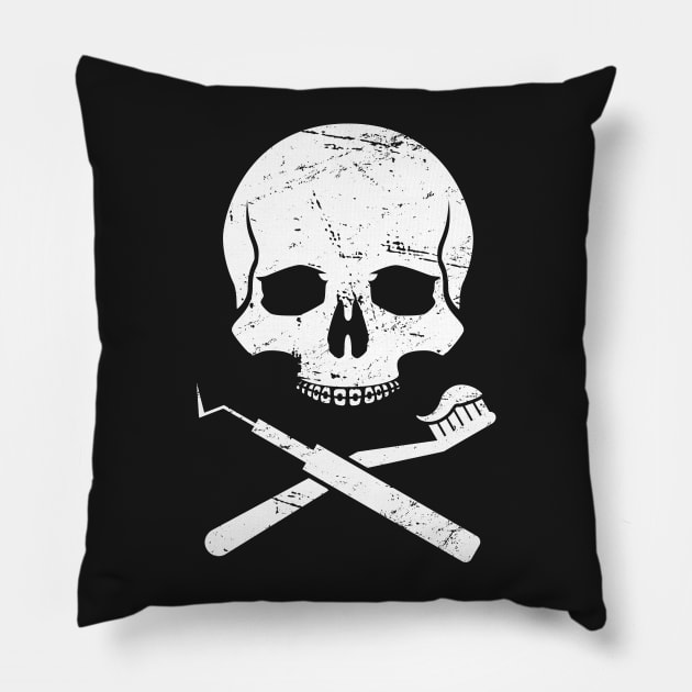 Skull & Crossbones – Clever Dentist Design Pillow by MeatMan