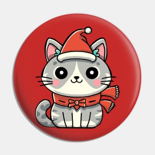 santa cat is happy Pin