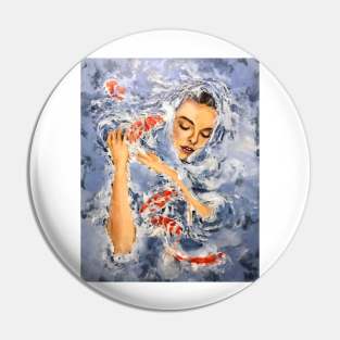 Woman with koi fish Pin