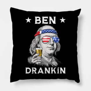 Funny 4th of July Ben Drankin Patriotic Pillow