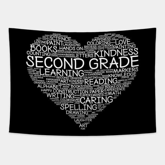 Second Grade Word Heart Tshirt 2Nd Grade Student  Teacher Tapestry by lohstraetereva