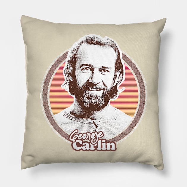 George Carlin // 1970s Style Retro Fan Art Pillow by DankFutura