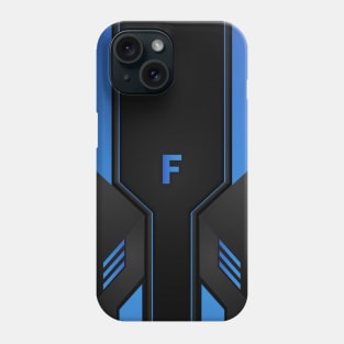 F Letter Personalized Gamer's Blue & Black Gradient Tech Sporty Design, Gaming Case for 13 Pro Max Phone Case