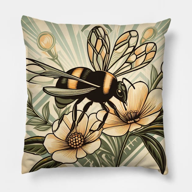 Bee on Flowers Pillow by scollins5