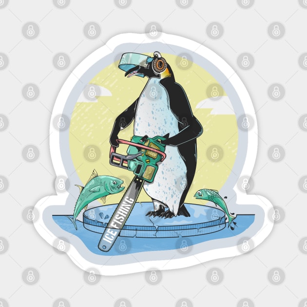 King Penguin ice fishing Magnet by mailboxdisco