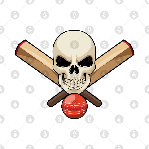 Skull at Cricket with Cricket bat by Markus Schnabel