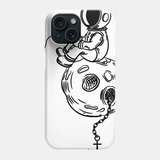 Astronaut Fishing in the Moon Phone Case by yagakubruh