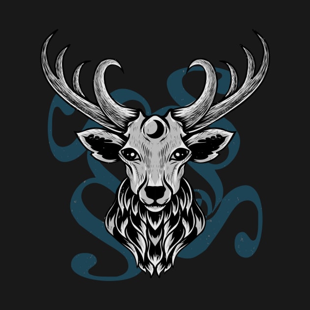 Deer Head Nature Mystical Wild Hunter by Foxxy Merch