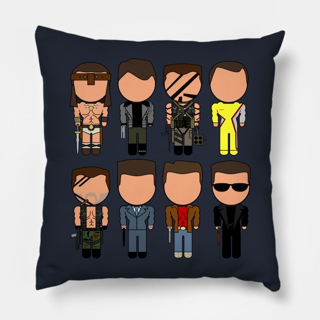 Classic Arnie Movie Icons Pillow by TwistedKoala
