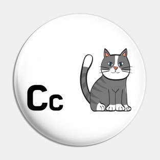 The Letter C for Cat Alphabet uppercase and lowercase C letter Design Pin