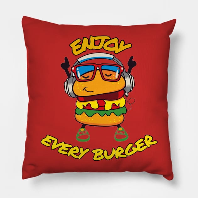 enjoy every burger Pillow by artby-shikha