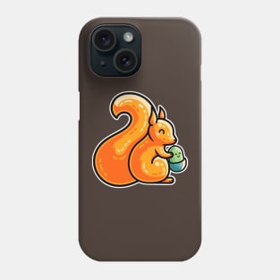 Kawaii Cute Red Squirrel and Acorn Phone Case