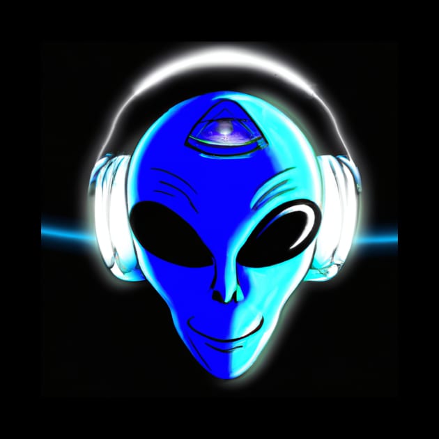 Blue Alien with Headphones by Starbase79
