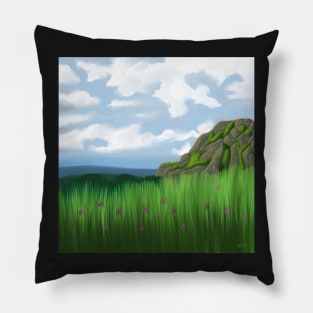 Mountain Scene Clouds Pillow