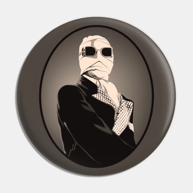 The Invisible Man Portrait (Sepia) Pin by PlaidDesign