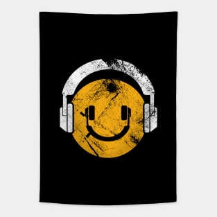 Happy Face Headphones Tapestry