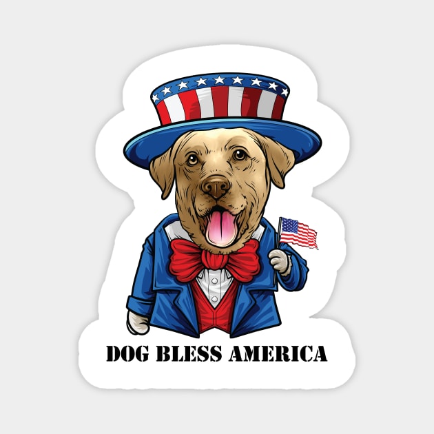 Yellow Labrador Retriever Dog Bless America Magnet by whyitsme