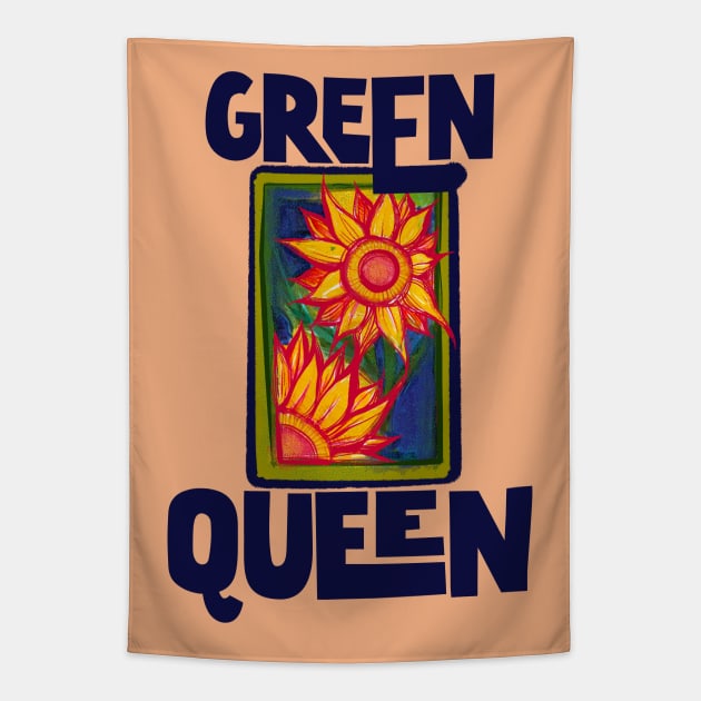 Green Queen Sunflower Patch Tapestry by bubbsnugg