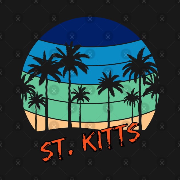 St. Kitts Retro Vintage Sunset Beach Design by eliteshirtsandmore