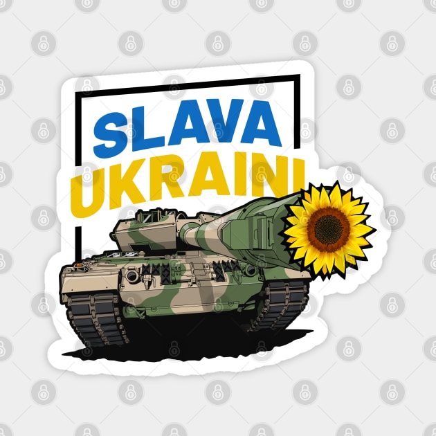 Slava Ukraini Tank With Sunflower Magnet by KaroCars