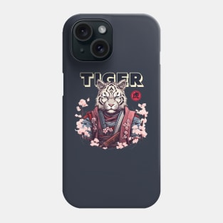 Japanese White Tiger Samurai Warrior - Tame The Cat Phone Case