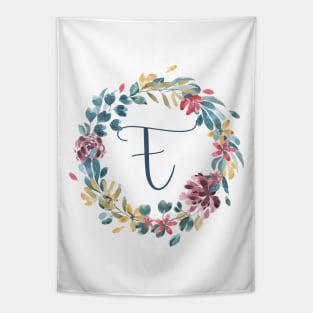 Floral Monogram E Colorful Full Blooms Tapestry