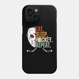 Eat Sleep Hockey Repeat Kids Adult Ice Hockey Retro Vintage Phone Case