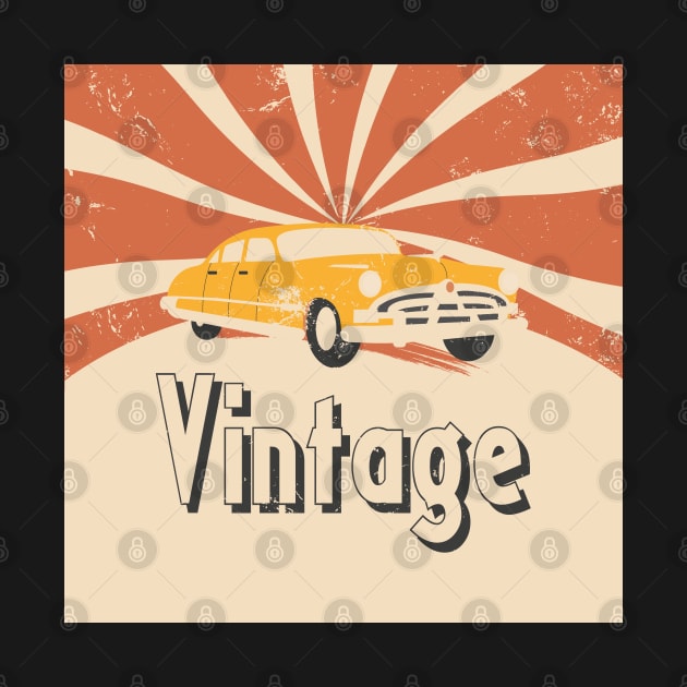 Vintage poster with retro car by Evgenija.S