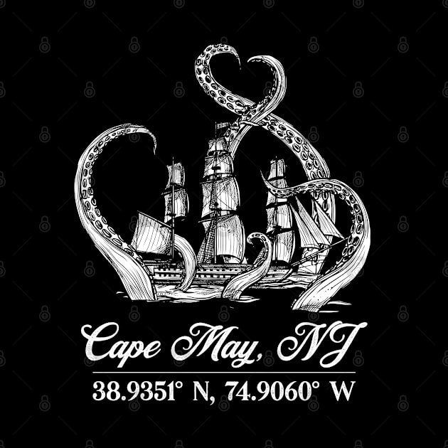 Cape May NJ Nautical Coordinates Boat With Octopus by grendelfly73