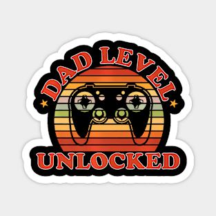 Mens Father's Day Video Game Gamer Dad Dad Level Unlocked Magnet