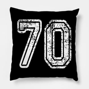 Number 70 Grungy in white Pillow