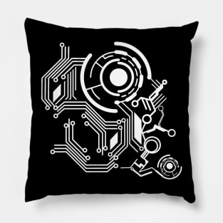 White Electronic Circuit Board Pillow