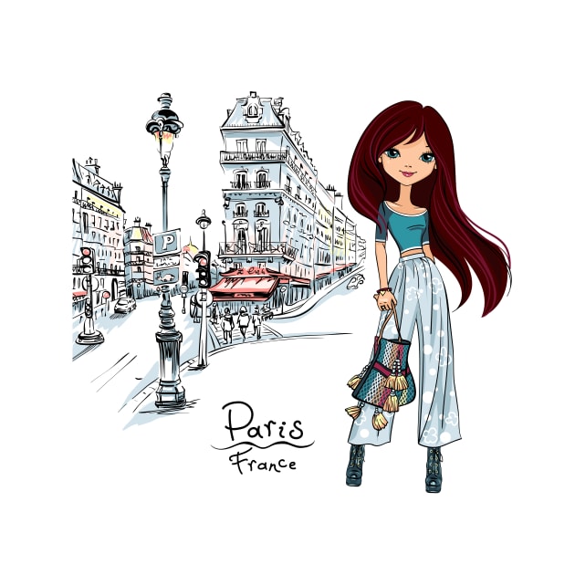 Vector fashion girl in Paris by kavalenkava