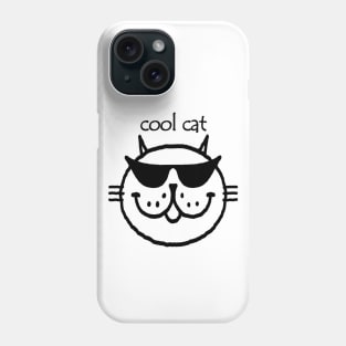 cool cat (black outline) Phone Case