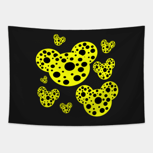 yellow and black polka dot design Tapestry