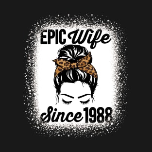 Epic Wife Since 1988 Messy Hair Bun Anniversary T-Shirt