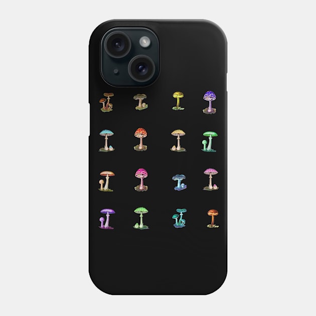 Colorful Magic Mushrooms Phone Case by notsniwart