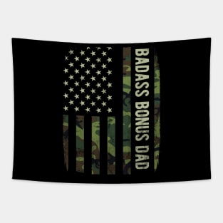 Badass Bonus Dad Camouflage American Flag Fathers Day Gift Tapestry