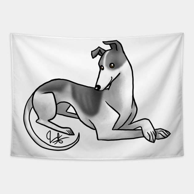 Dog - Greyhound - Black and White Tapestry by Jen's Dogs Custom Gifts and Designs