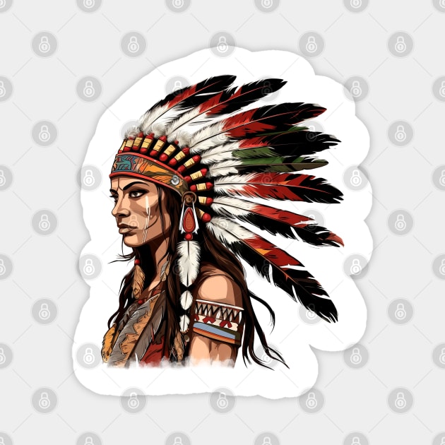 Native American Girl Magnet by Chromatic Fusion Studio