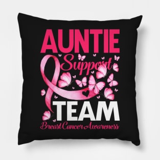 Auntie Support Team Breast Cancer Awareness Butterfly Pillow