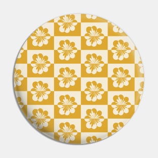 Retro Floral Pattern - Yellow White Pin