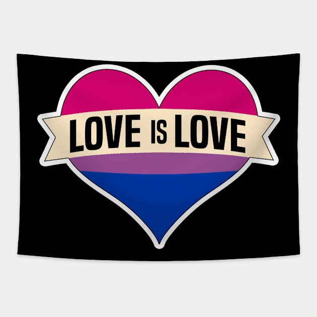 Love is Love Heart Bisexual Pride Tapestry by MilotheCorgi