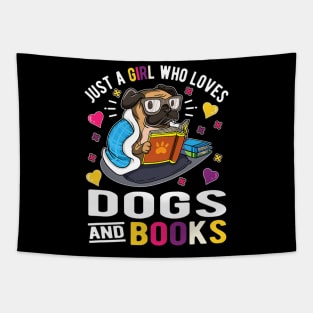 Just A Girl Who Loves Dogs And Books Tapestry