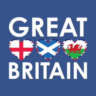 Great Britain England Scotland Wales Flags Hearts T-Shirt